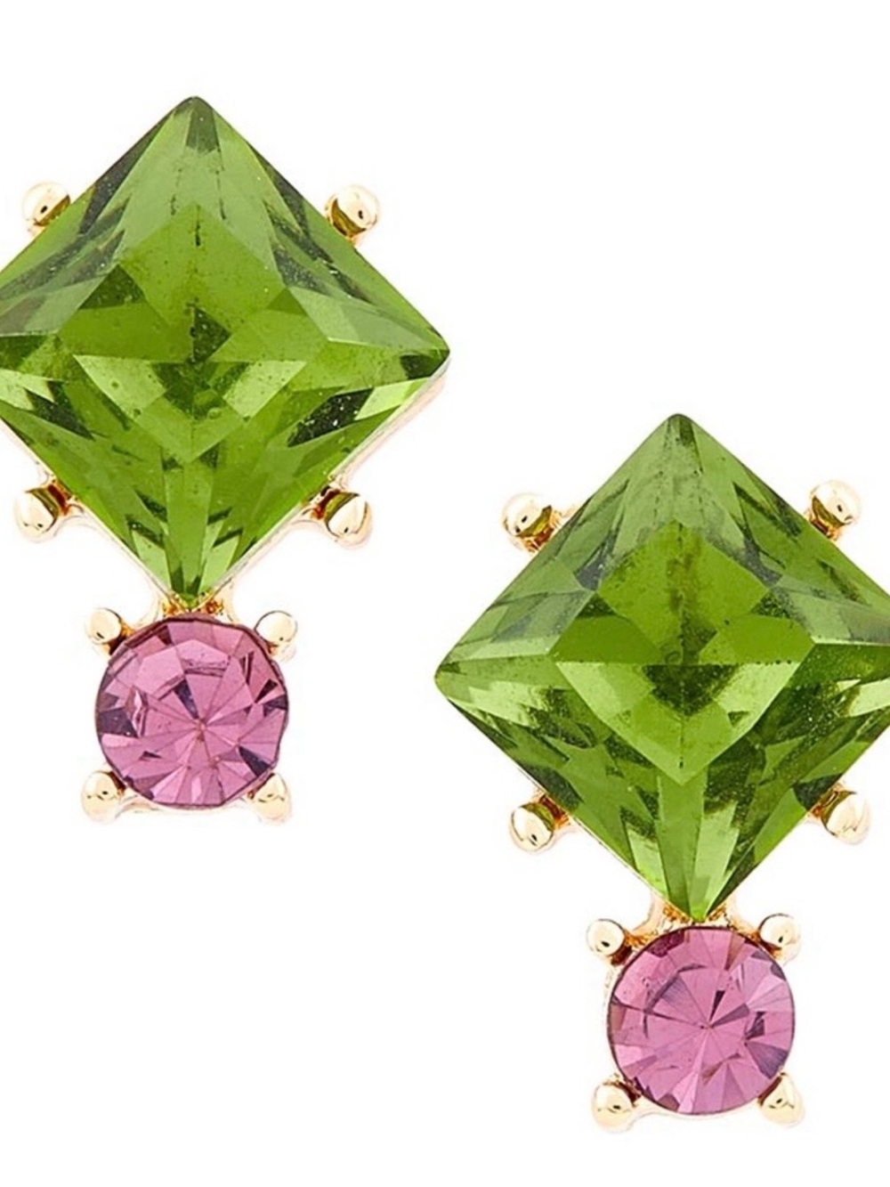 Treetops Glisten Green Crystal Stud Earrings